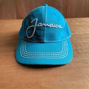 Jamaica embroidered snap back ball cap beach vacation travel adjustable hat blue